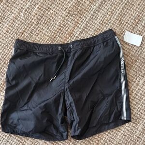 Moncler Black Swim Trunks with White Accents